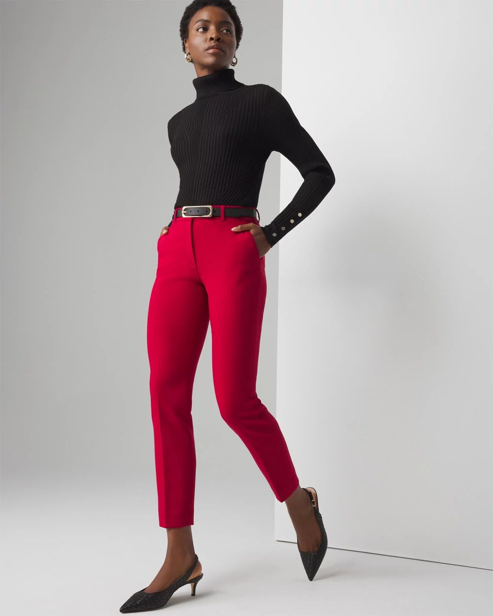 Women s Slim Ankle Luxe Stretch Pants in Red Size 6 White House Black Market Business Casual Work Clothes Holiday Pants